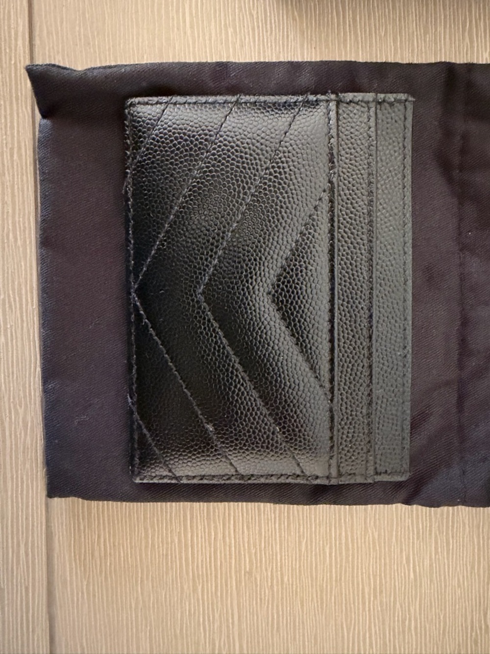 Saint Laurent Black Textured Leather Card Case with Gold YSL - Picture 2 of 2